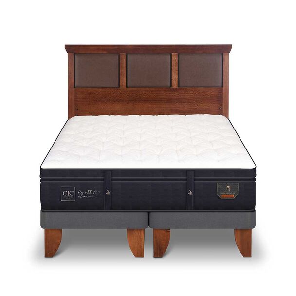 Cama Europea CIC Base Dividida 2 Plazas Súper Premium + Respaldo New Torino Caramelo