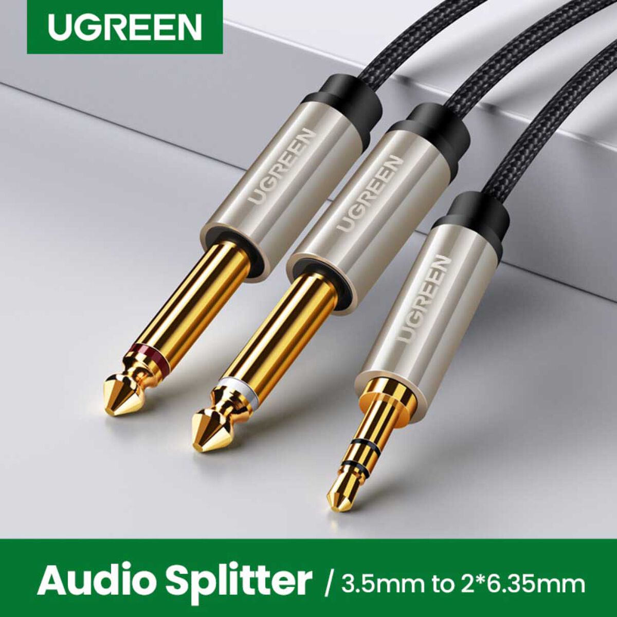 Cable De Audio Plug Estereo 3.5Mm/2Plug 6.3Mm Mono 2M Gris Ugreen Av126
