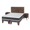 Cama Europea CIC Base Dividida King Ortopedic + Respaldo + 2 Veladores Baker