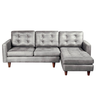 Sofá Seccional Derecho Latam Home Nápoles Cuero 3 Cuerpos Gris