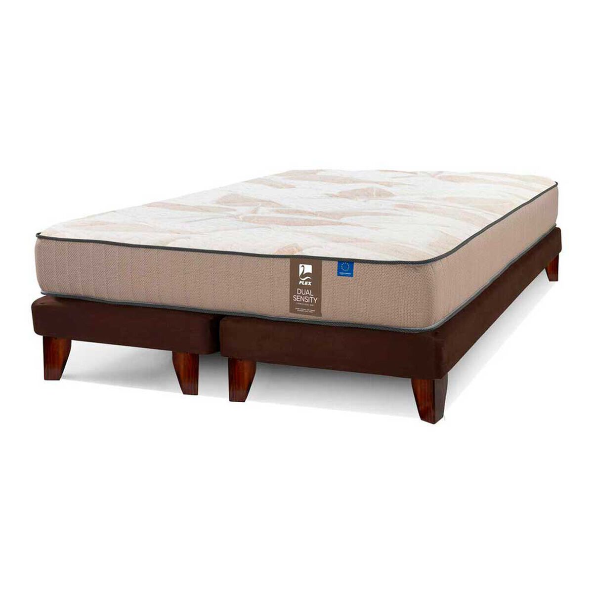 Combo Cama Europea Flex Base Dividida 2 Plazas Dual Sensity + Respaldo + 2 Veladores Dreams Treliza Negro