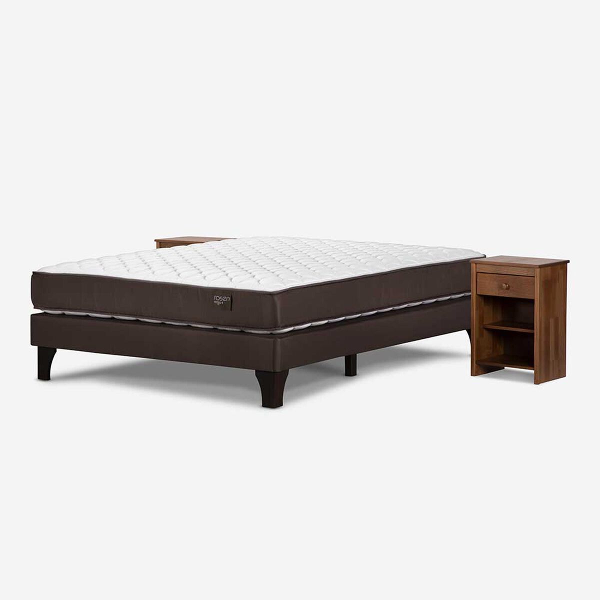 Cama Europea Rosen 2 Plazas Ergo T + 2 Veladores Ferrara