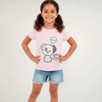 Polera Manga Corta Niña Licencia Rosado