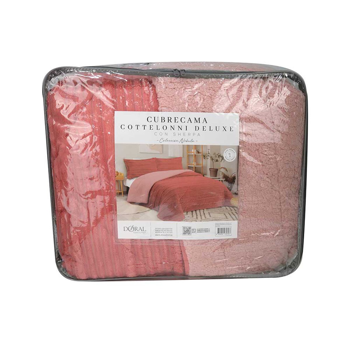 Cubrecama Doral 1.5 Plazas Coteloni Nebula Sherpa Coral