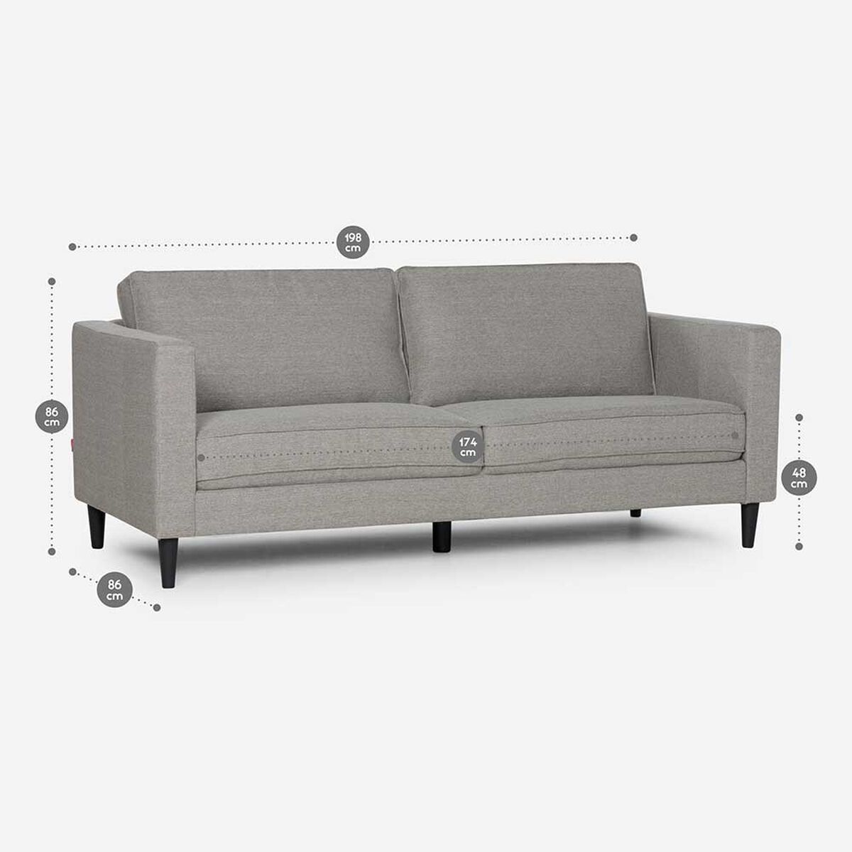 Sofa Rosen Narva 3 Cuerpos Gris