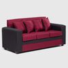Juego de Living Almore Paris Sofá 3 Cuepos + Dos Pouf 1 Cuerpo Negro Rojo