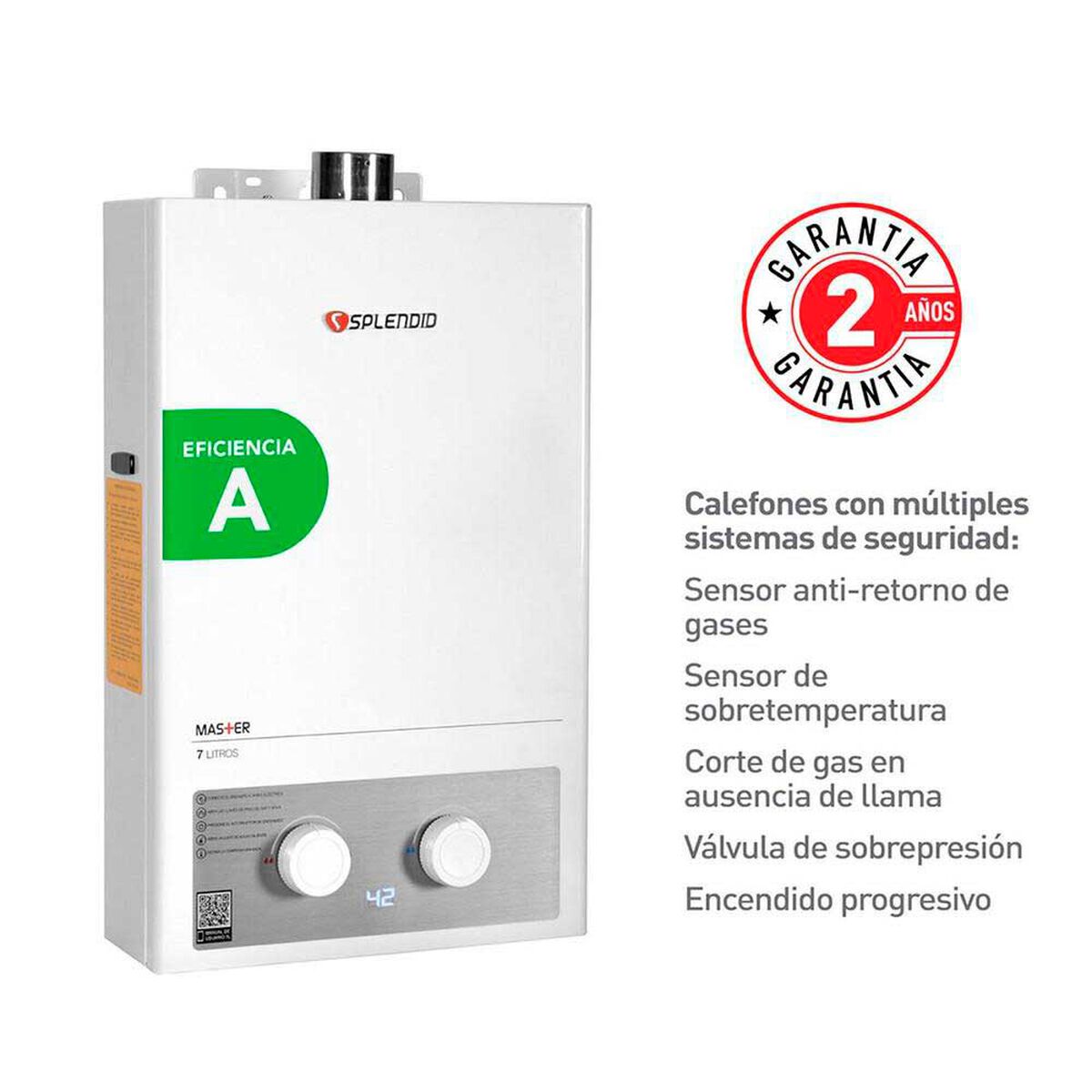 Calefont Tiro Forzado Master 7 Gas Natural 7 lts.