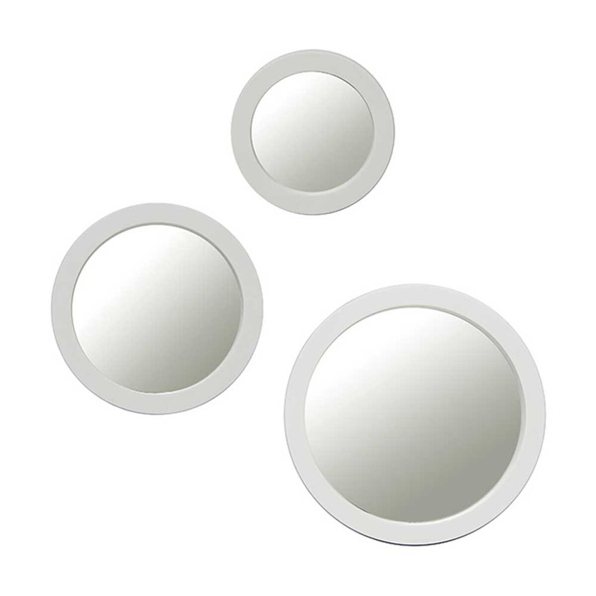 Set 3 Espejos Pl&aacute;stico Vgo para Colgar Circular 23-17-17 cm Blanco