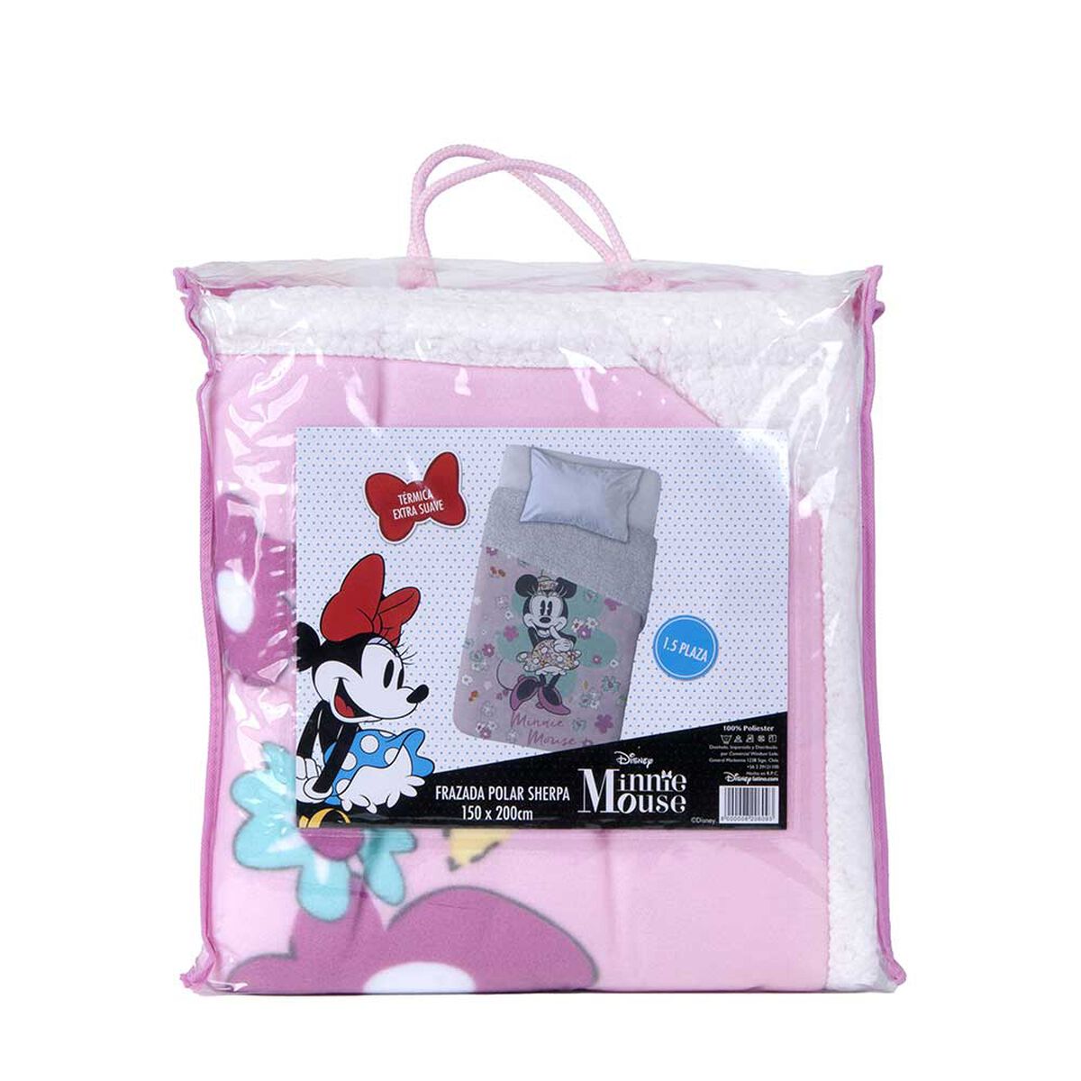Frazada Polar Infantil Sherpa Estampado Disney Minnie Vintage 150 x 200 cm