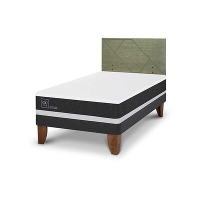 Imagen 2 del producto Cama Europea CIC 1,5 Plazas Ortopedic + Respaldo Villarrica Olivo