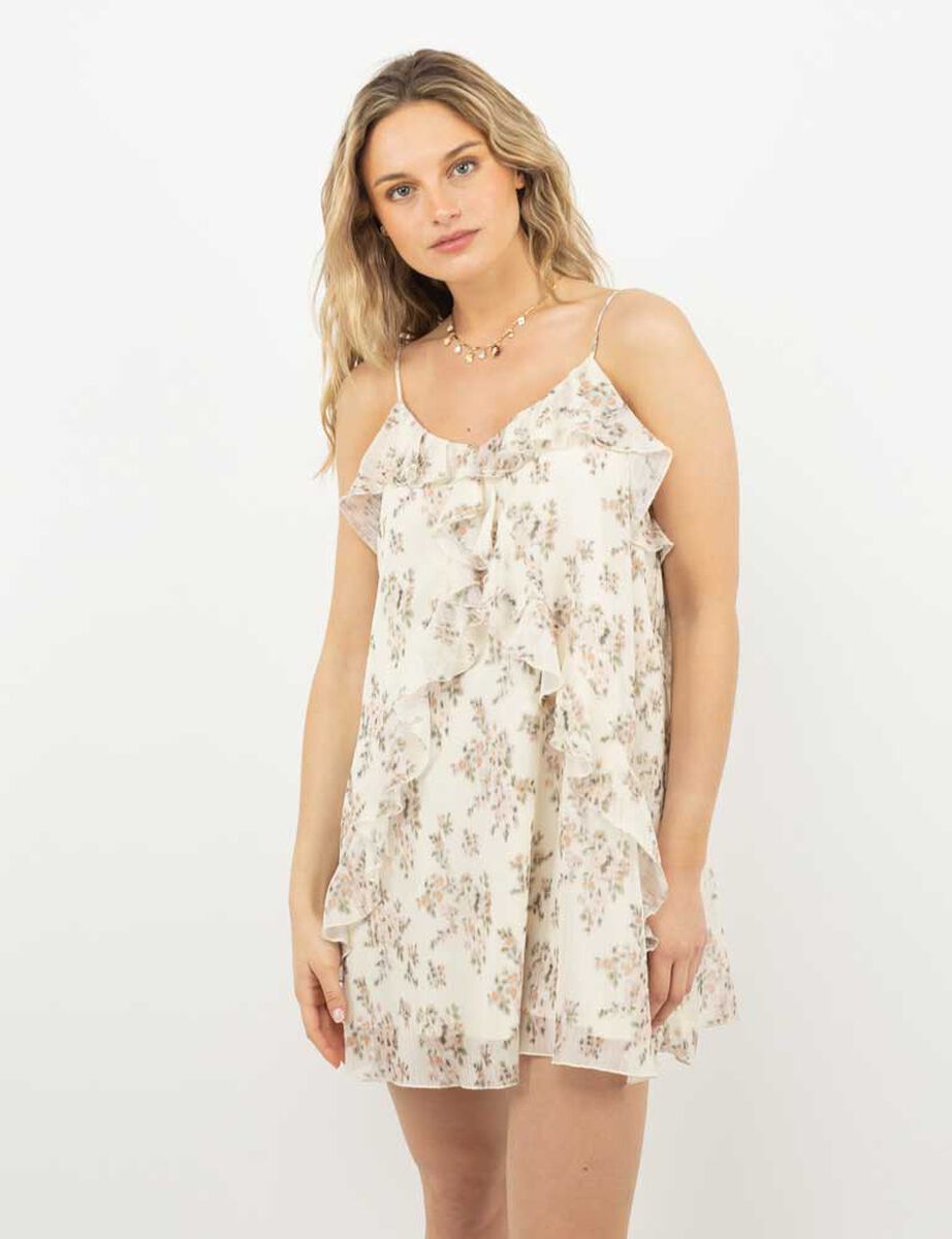 Vestido Mini Estampado Sin Mangas Mujer Icono