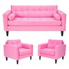 Juego de Living Bodevir Retro Felpa 3 Cuerpos + Dos Sillones 1 Cuerpo Rosado