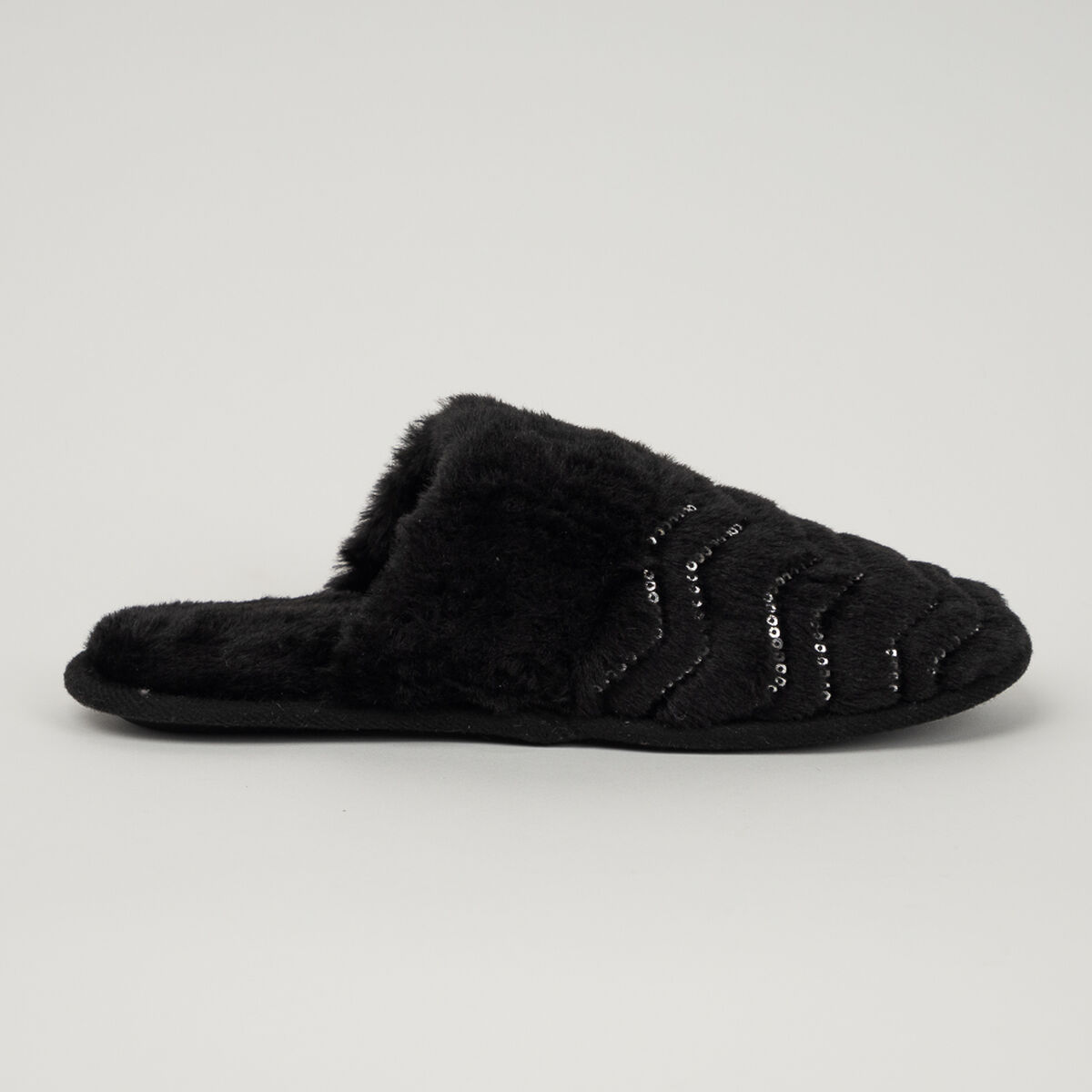 Pantufla Peluda Zigzag Brillos Mujer Zibel