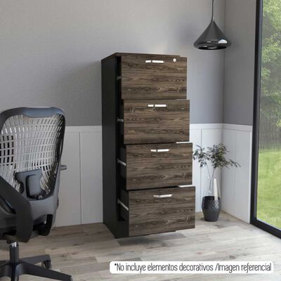 Imagen 1 del producto Mueble Archivador TuHome Home Office 1 Puerta 4 Cajones Negro Soft Coñac