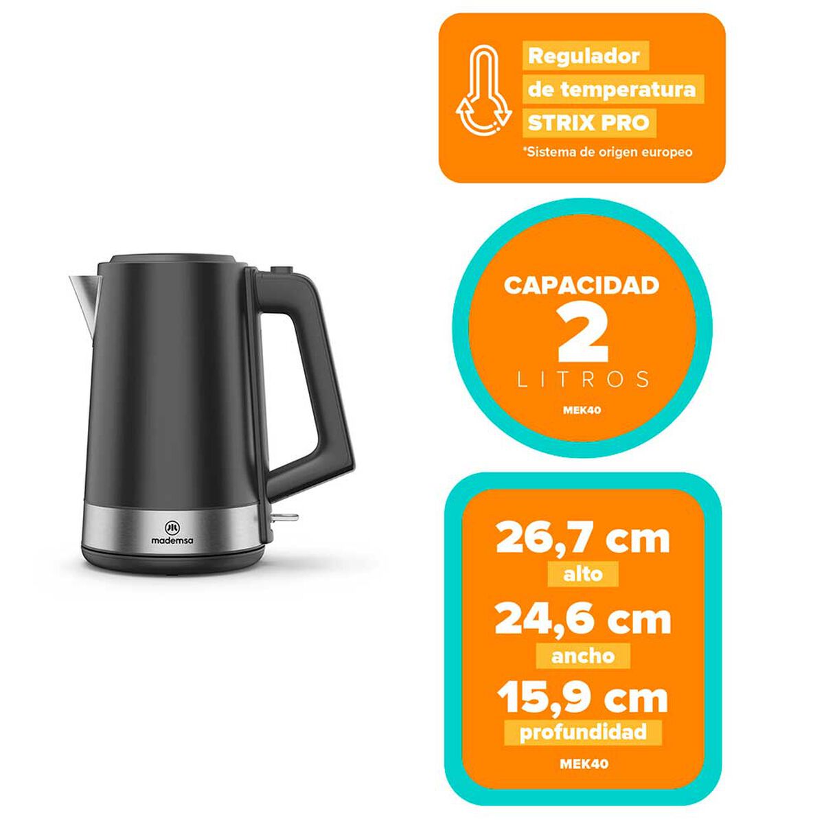 Hervidor Eléctrico Mademsa MEK40 2 lts.