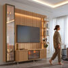 Rack TV 70" + Panel Neon Float Led + Vitrina + Repisas Decocasa Carvalho