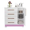 Cómoda Home Mobili Kira 4 Cajones 1 Puerta Blanco Rosa