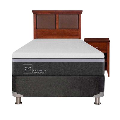 Box Spring CIC 1,5 Plazas Ortopedic Advance + Respaldo + Velador New Torino