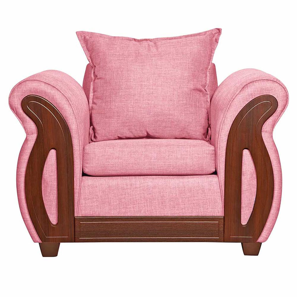 Juego de Living Ruzam Mobel Isidora Sofá 3 Cuerpos + Dos Sillones 1 Cuerpo Lino Palo Rosa