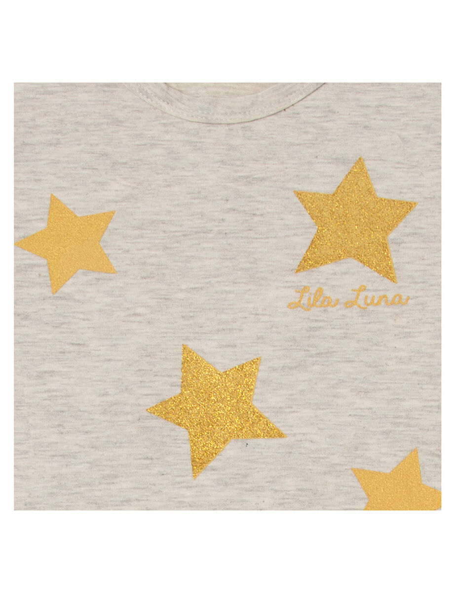Polera de Algodón Estrellas Glitter Niña Exception