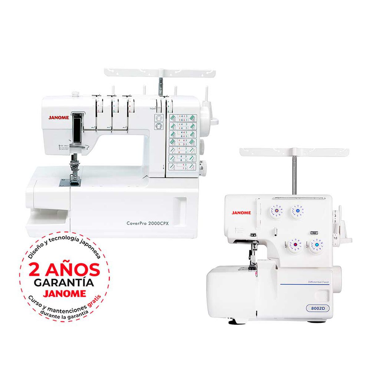 Combo Máquina Colletera Janome 2000CPX + Overlock 8002D