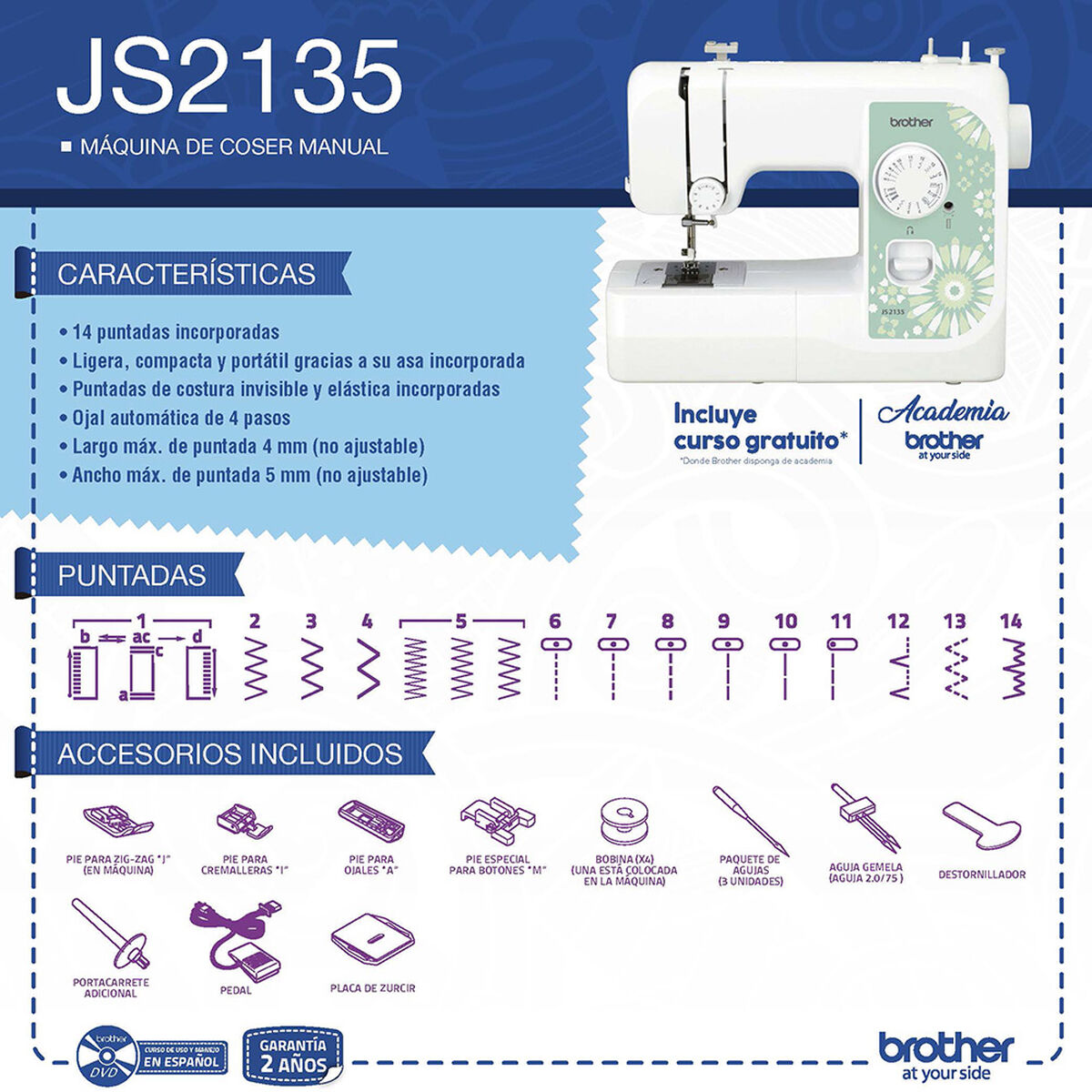 Máquina de Coser y Remendar Brother JS2135
