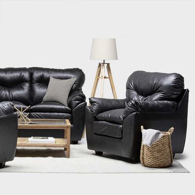 Imagen 2 del producto Juego de Living Almore Belén Sofá 2 Cuerpos + Dos Sillones 1 Cuerpo Negro