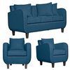 Juego de Living Ruzam Mobel Cronos Sof&aacute; 3 Cuerpos + Dos Sillones 1 Cuerpo Lino Azul