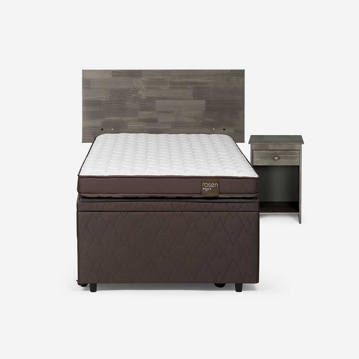 Bed Boxet Rosen 1,5 Plazas Ergo T + Respaldo + Velador Tabor Grafito