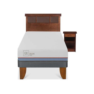 Imagen 1 del producto Cama Europea CIC 1 Plaza Excellence Plus + Respaldo + Velador New Dublin Caramel