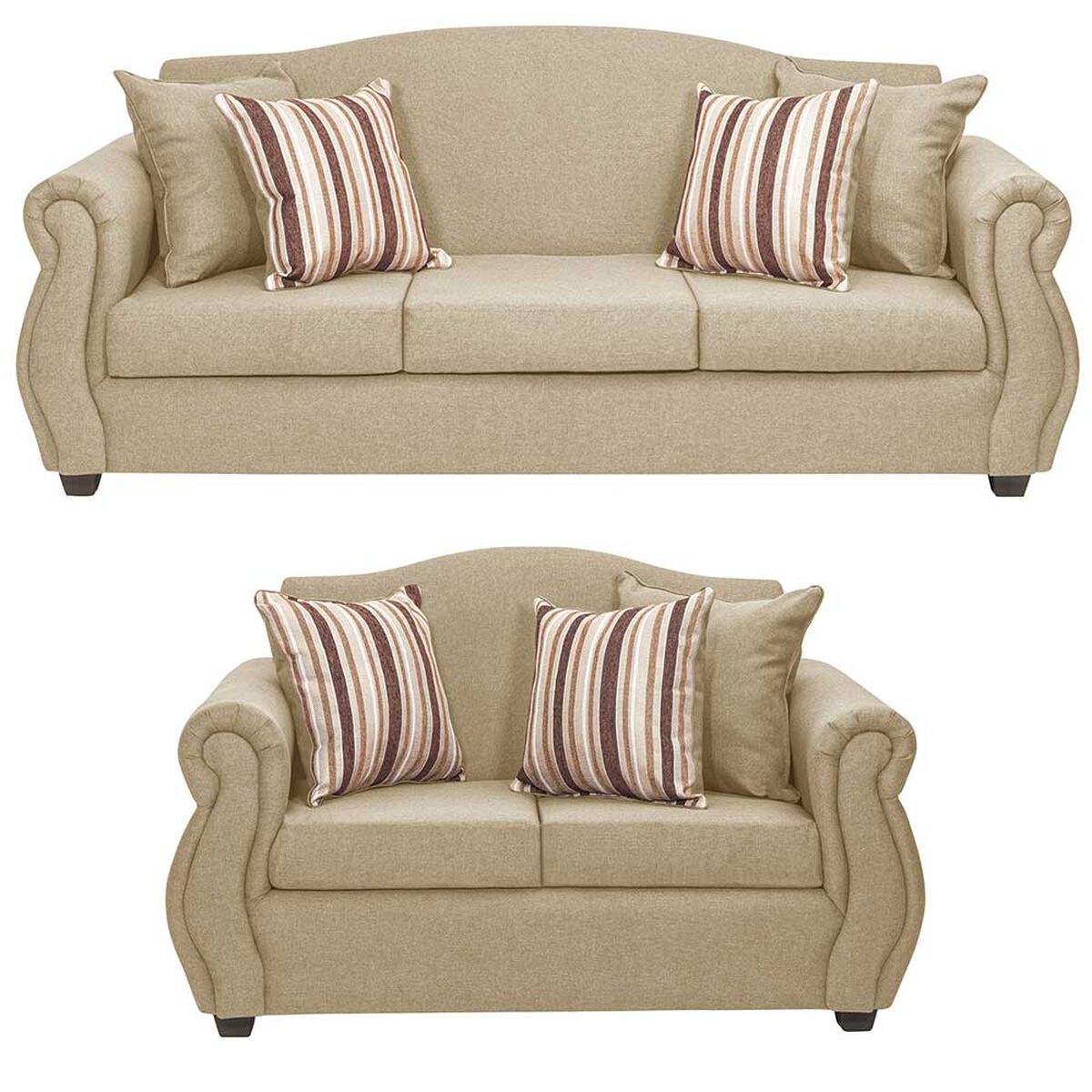Juego de Living Innovamuebles Azucena Sofá 3 Cuerpos + Sofá 2 Cuerpos Beige 