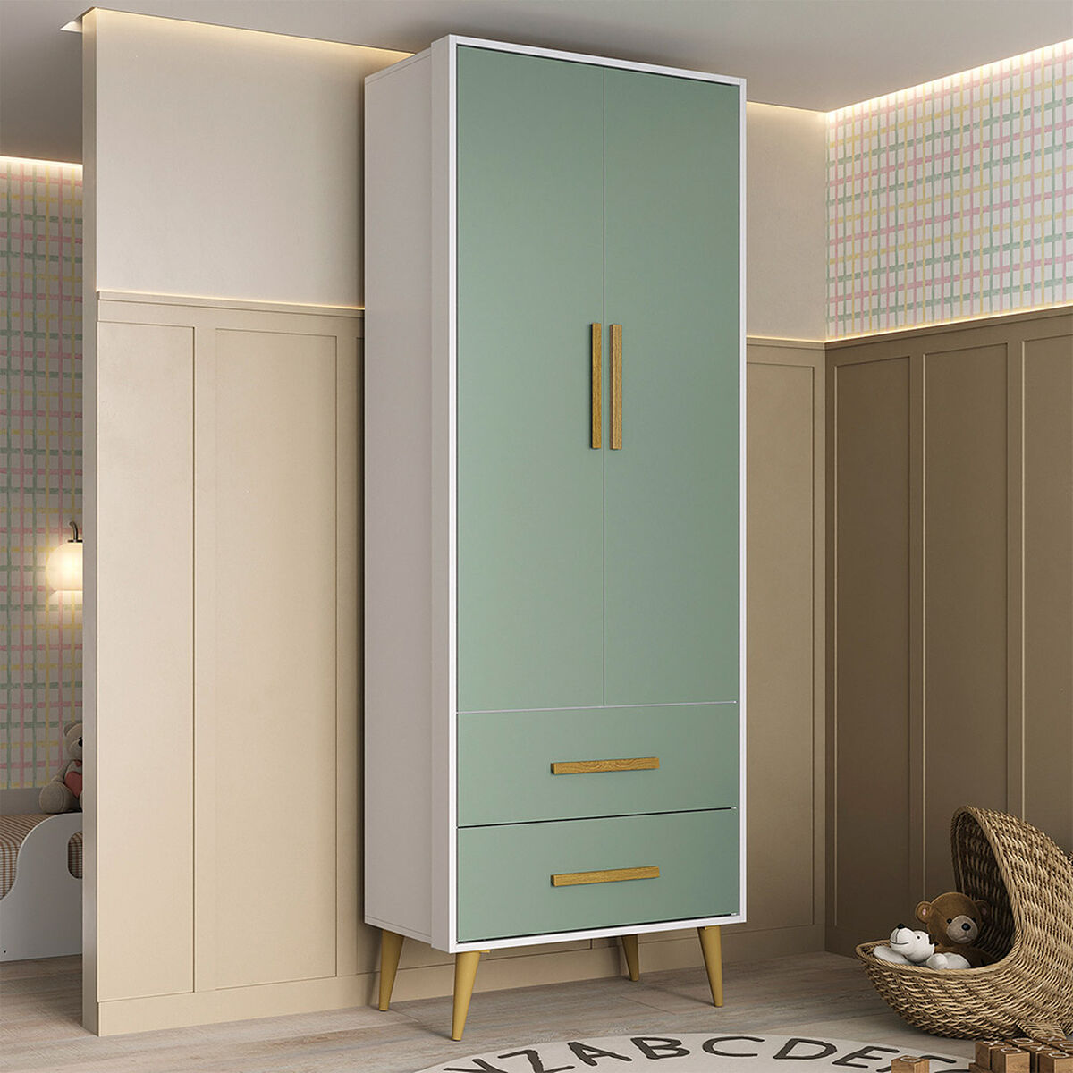 Closet Di Poretti Design Encanto 2 Cajones 2 Puertas Verde Pastel