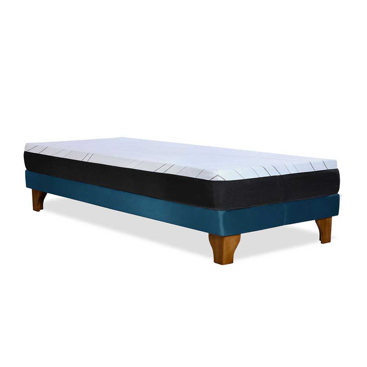 Cama Europea Latam Home 1,5 Plazas Zen Pro Azul Petroleo