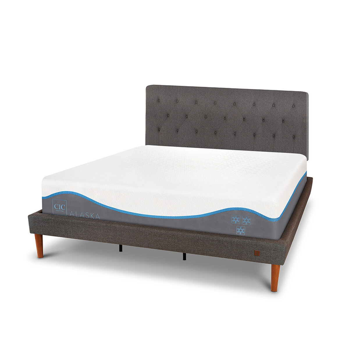 Cama Europea CIC King Alaska + Respaldo