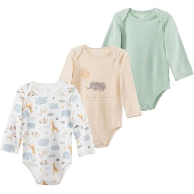 Imagen 1 del producto Pack 3 Bodys Manga Larga de Algodón Chess Baby Menta Anim, Verde