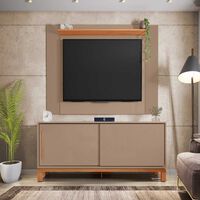 Set Panel + Rack 1.8  + Vitrina Decocasa Mondrian Gris-Castaño