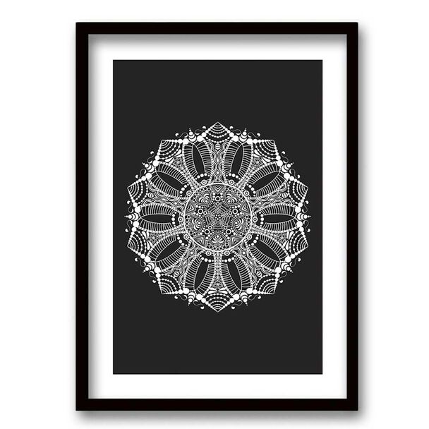 Cuadro Decorativo Retela Mandala B&N 40 x 30 cm