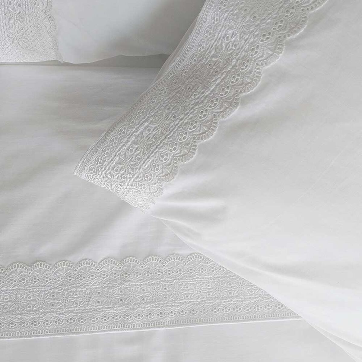 Juego de Sábanas Illusions 180 Hilos King Broderie Blanco