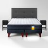 Cama Europea Drimkip 2 Plazas Eurotop Base Dividida + Respaldo Royal + Velador Rover
