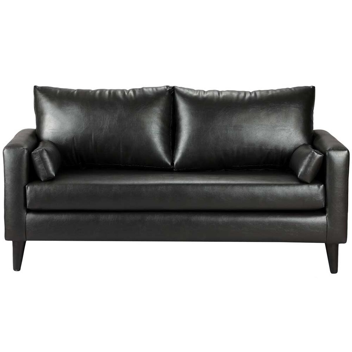 Juego de Living Bodevir Sky PU 00 Sofá 3 Cuerpos + Dos Pouf 1 Cuerpo Negro 
