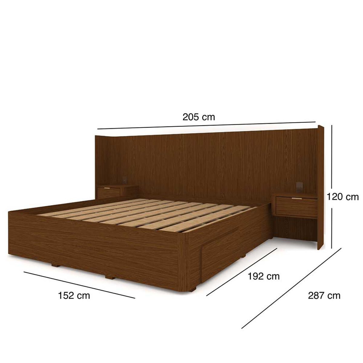 Marquesa Americana Decocasa 2 Plazas + Respaldo + 2 Veladores Lux