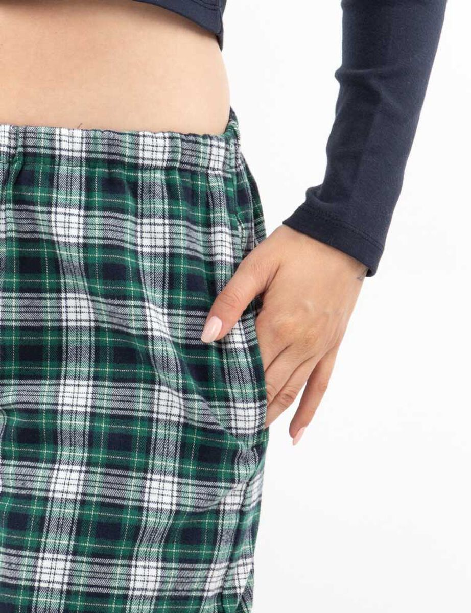 Pantalón Tartán Cintura Elasticada Mujer Icono