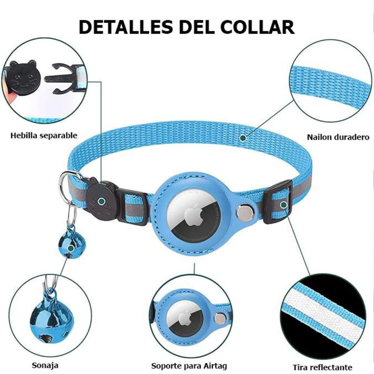 Collar para Gato Laudtec Airtag Azul