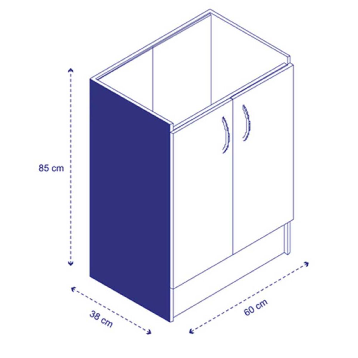 Mueble Base para Lavaplatos Mobikit Frutillar 2 Puertas Blanco