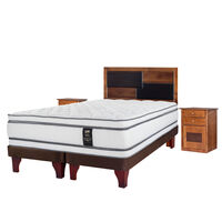 Cama Europea Flex 2 Plazas Majesty + 1 Respaldo + 2 Veladores