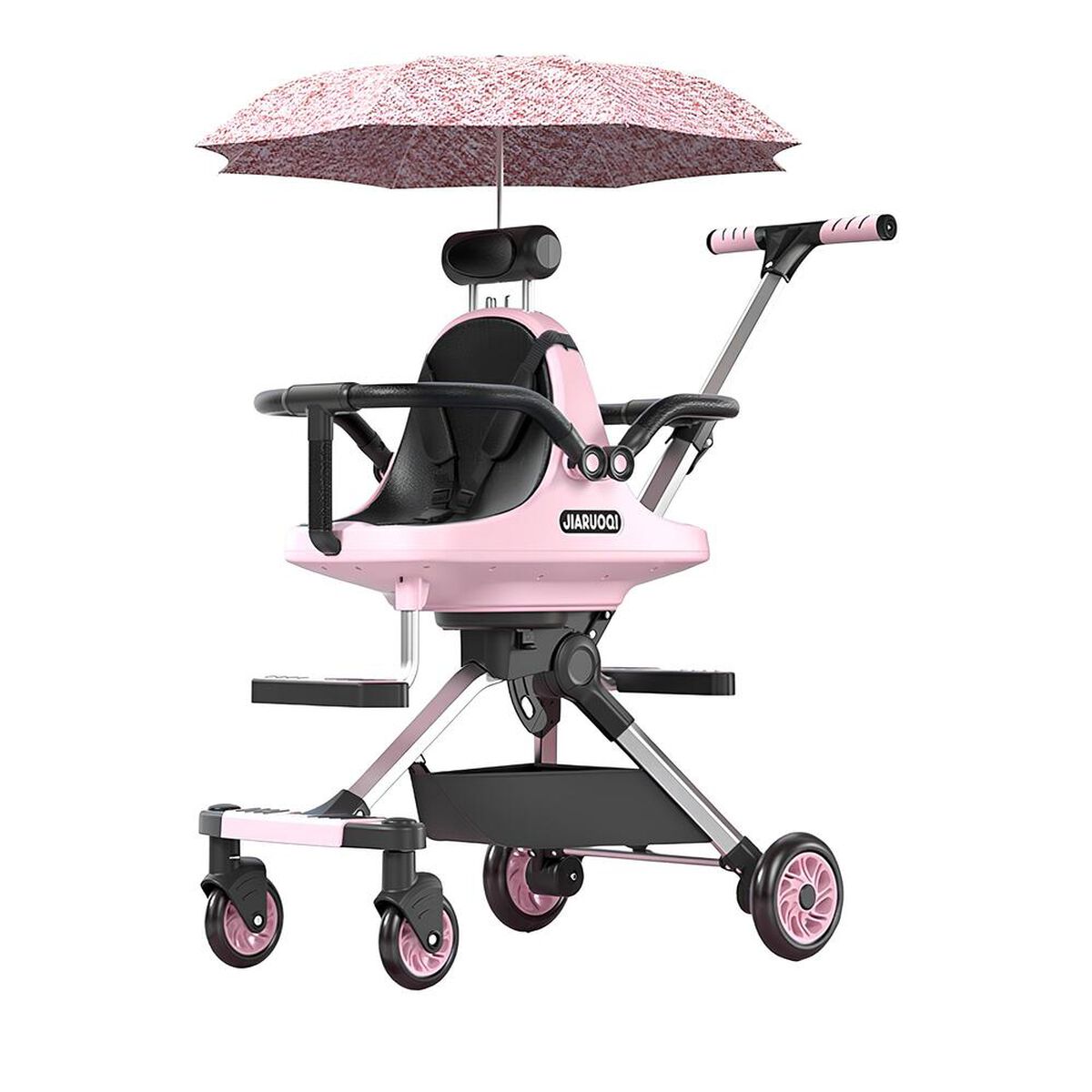 Coche Doble de Paseo con Sombrilla Rosado By LuBabycas