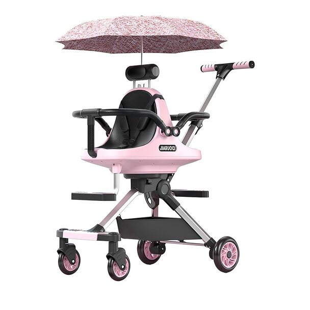 Coche Doble de Paseo con Sombrilla Rosado By LuBabycas