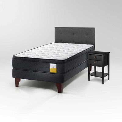 DRIMKIP Cama Europea Drimkip 1,5 Plazas Eurotop + Respaldo Royal + Velador Rover
