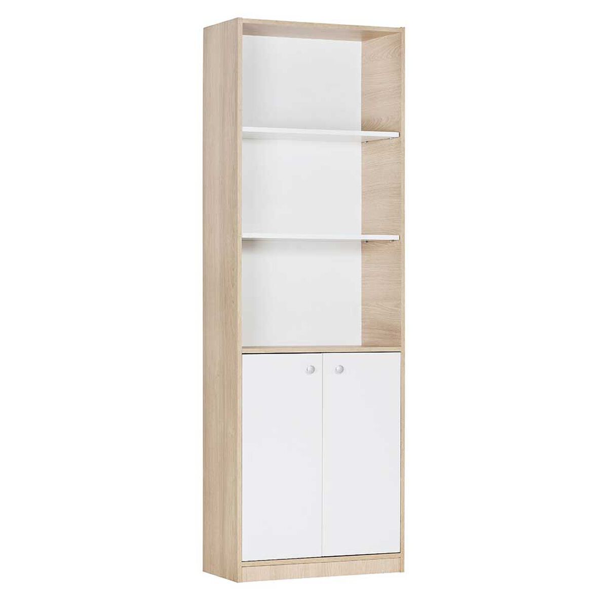 Librero Mobikit Misuri 6 Niveles 60 Blanco Carvalo 2 Puertas