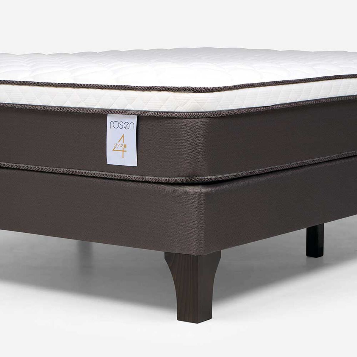 Cama Europea Rosen 2 Plazas New Style 4 Plus + Respaldo + 2 Veladores Tabor Caramelo